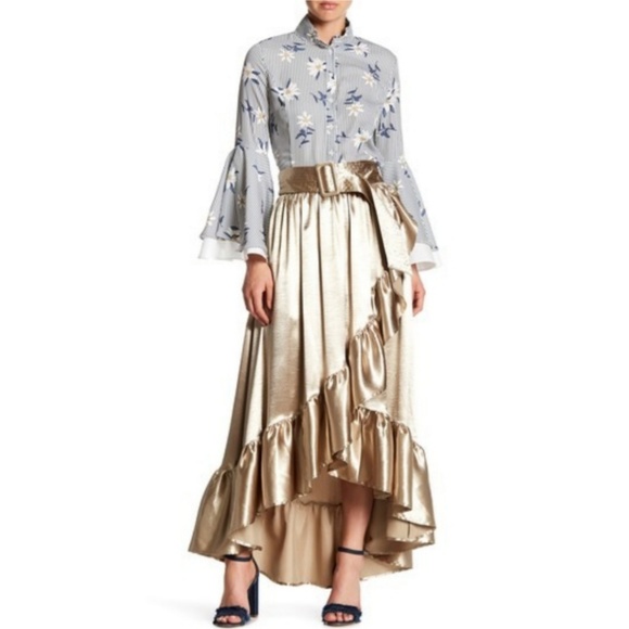 Tov Los Angeles Dresses & Skirts - 🆕️⬇️TOV Asymmetrical Sateen Wrap Ruffle Skirt